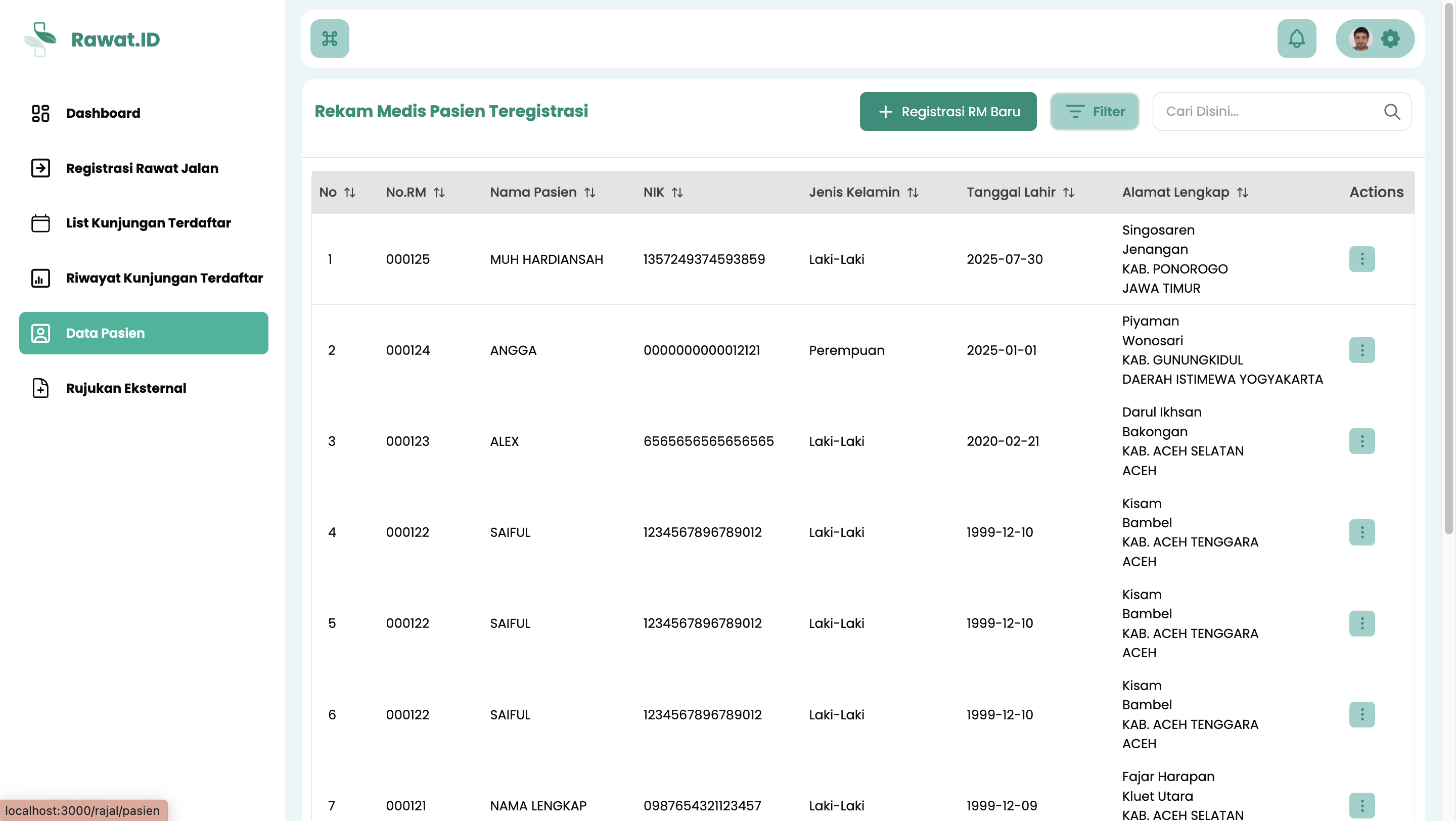 Buka Menu Data Pasien