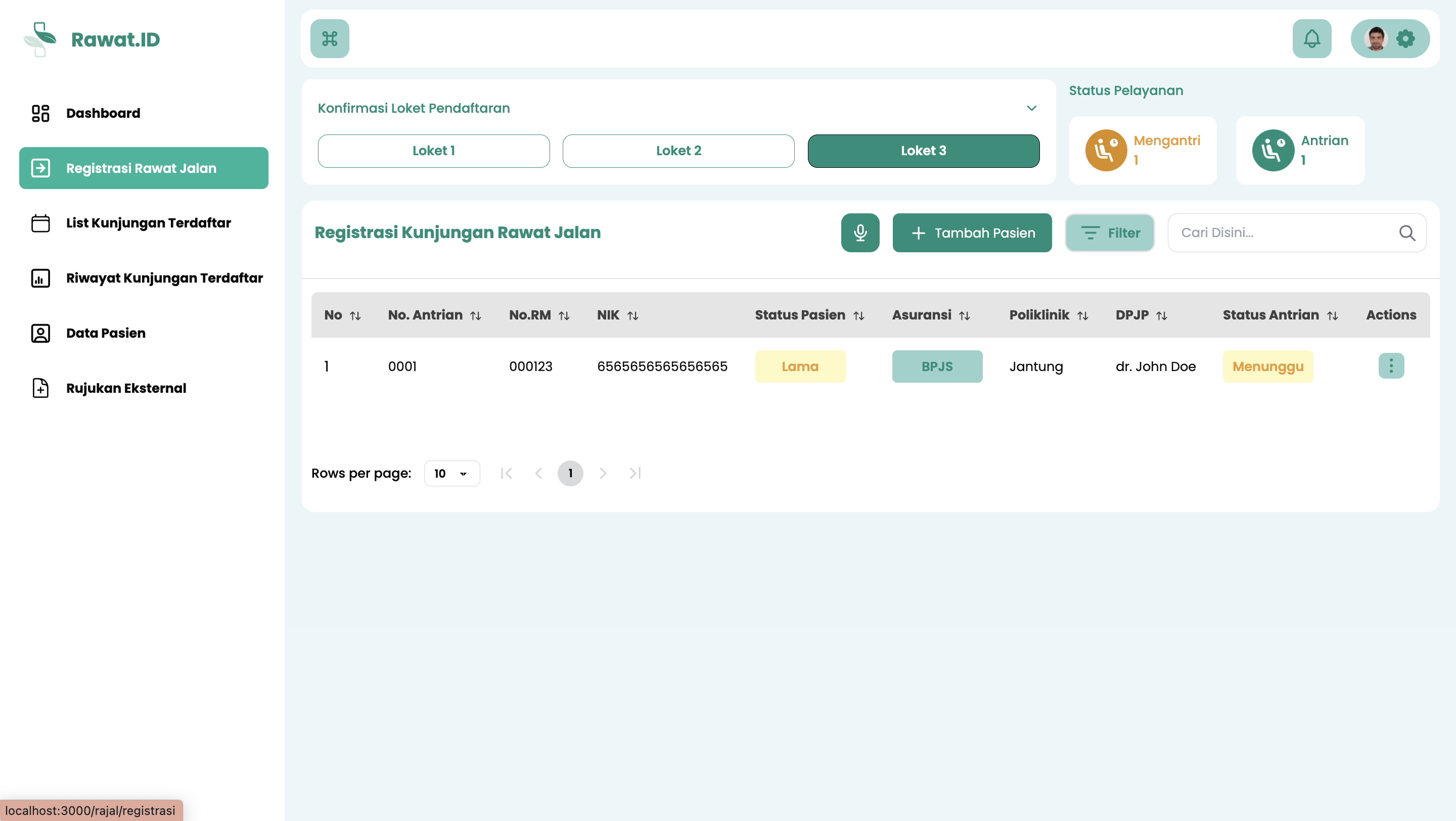 Buka Menu Registrasi Rawat Jalan