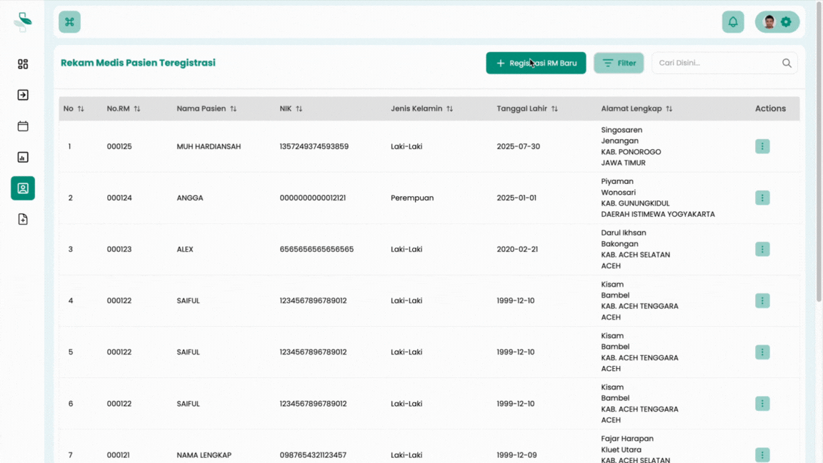 Ketuk Tombol Registrasi RM Baru