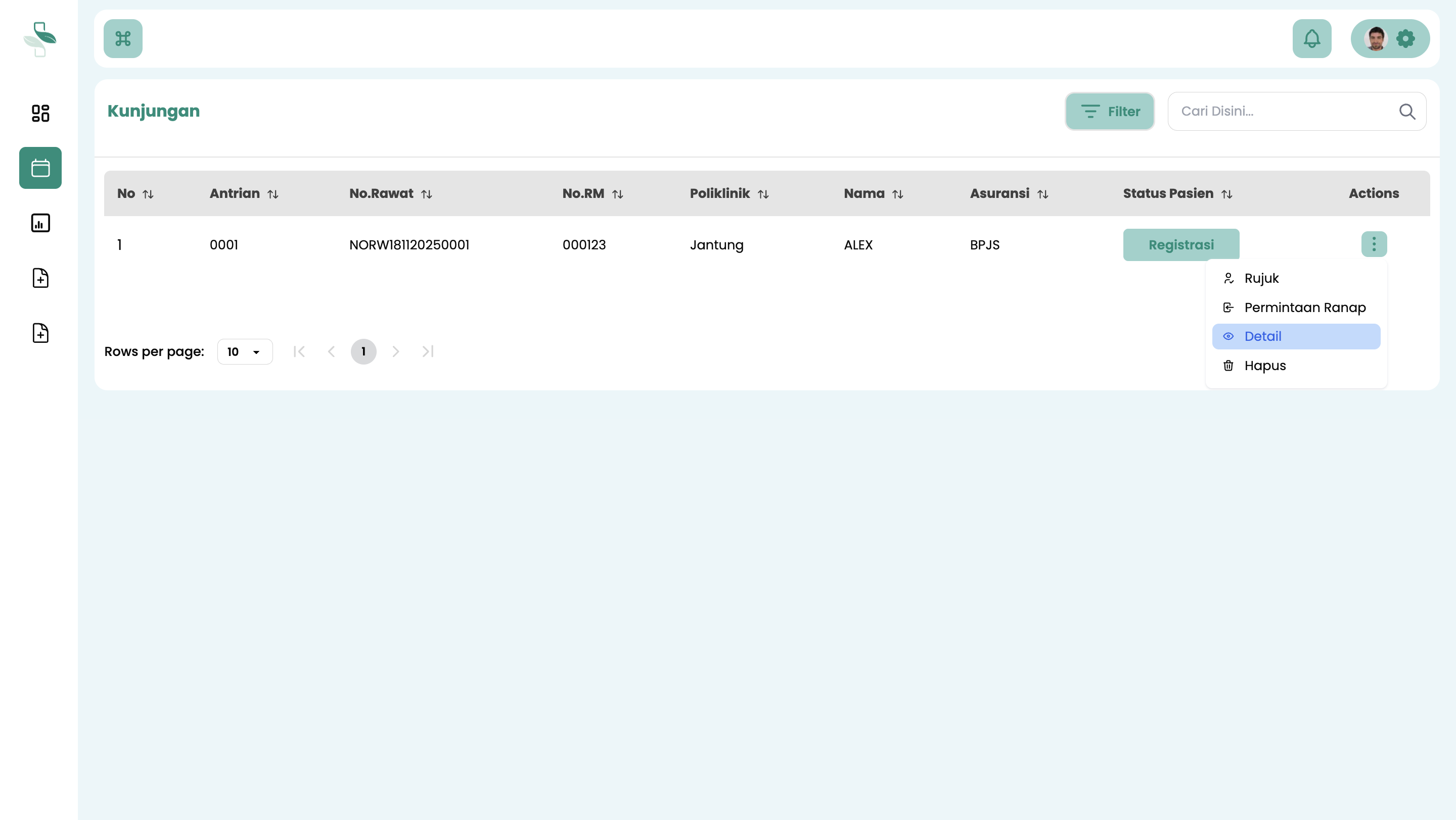 Pilih Detail untuk Input Data Pasien Poli
