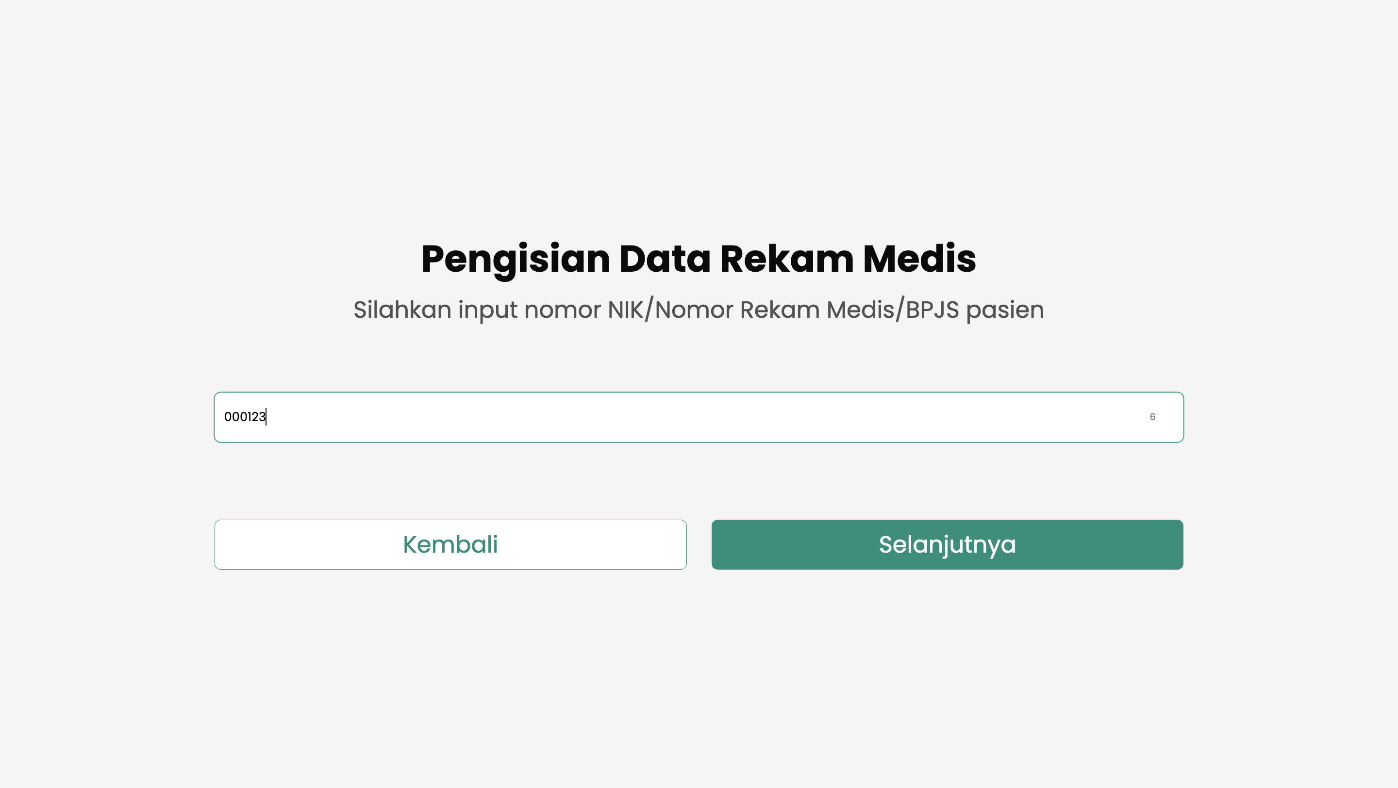 Masukkan Nomor Rekam Medis