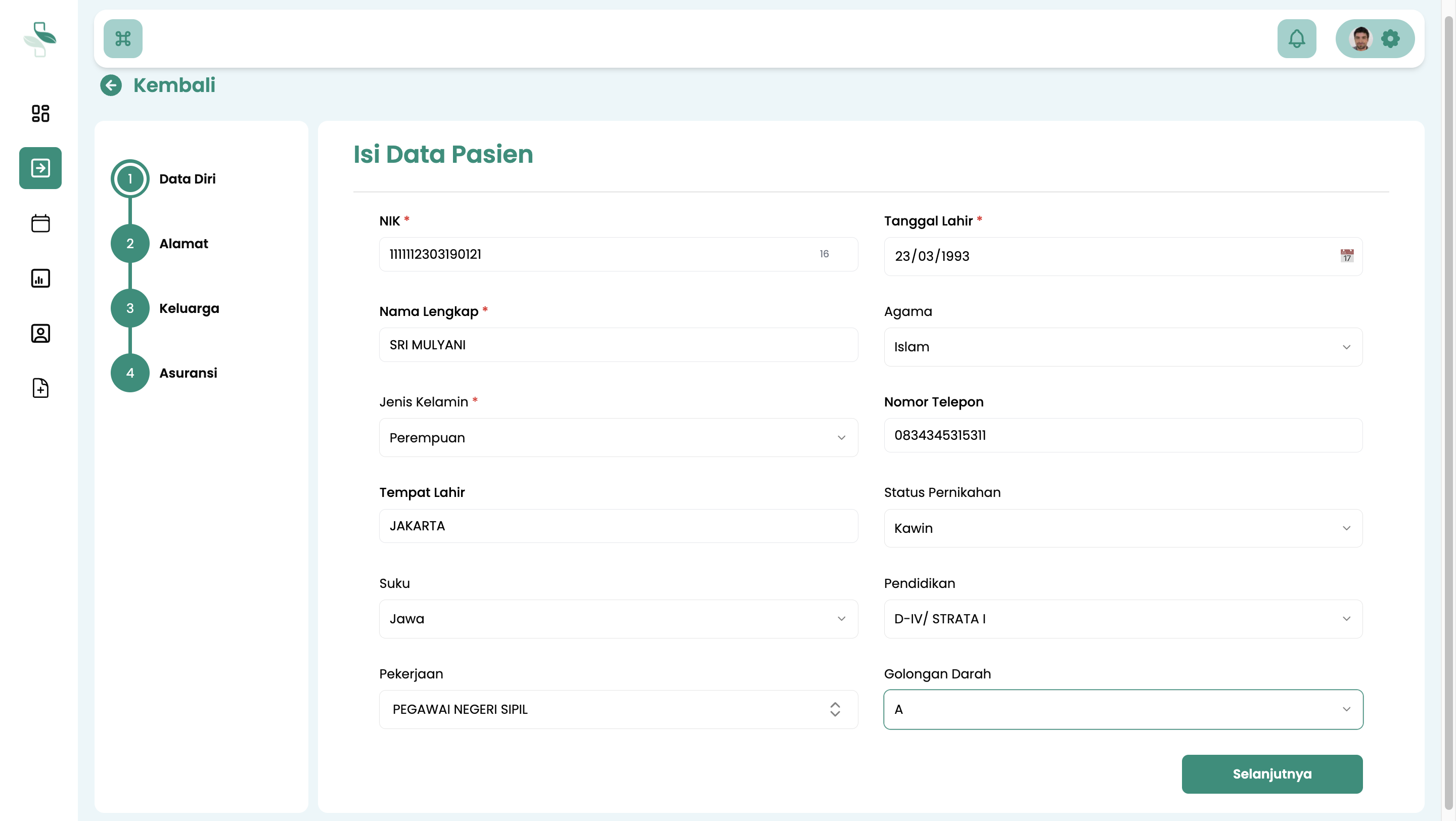 Isi Identitas Diri Pasien