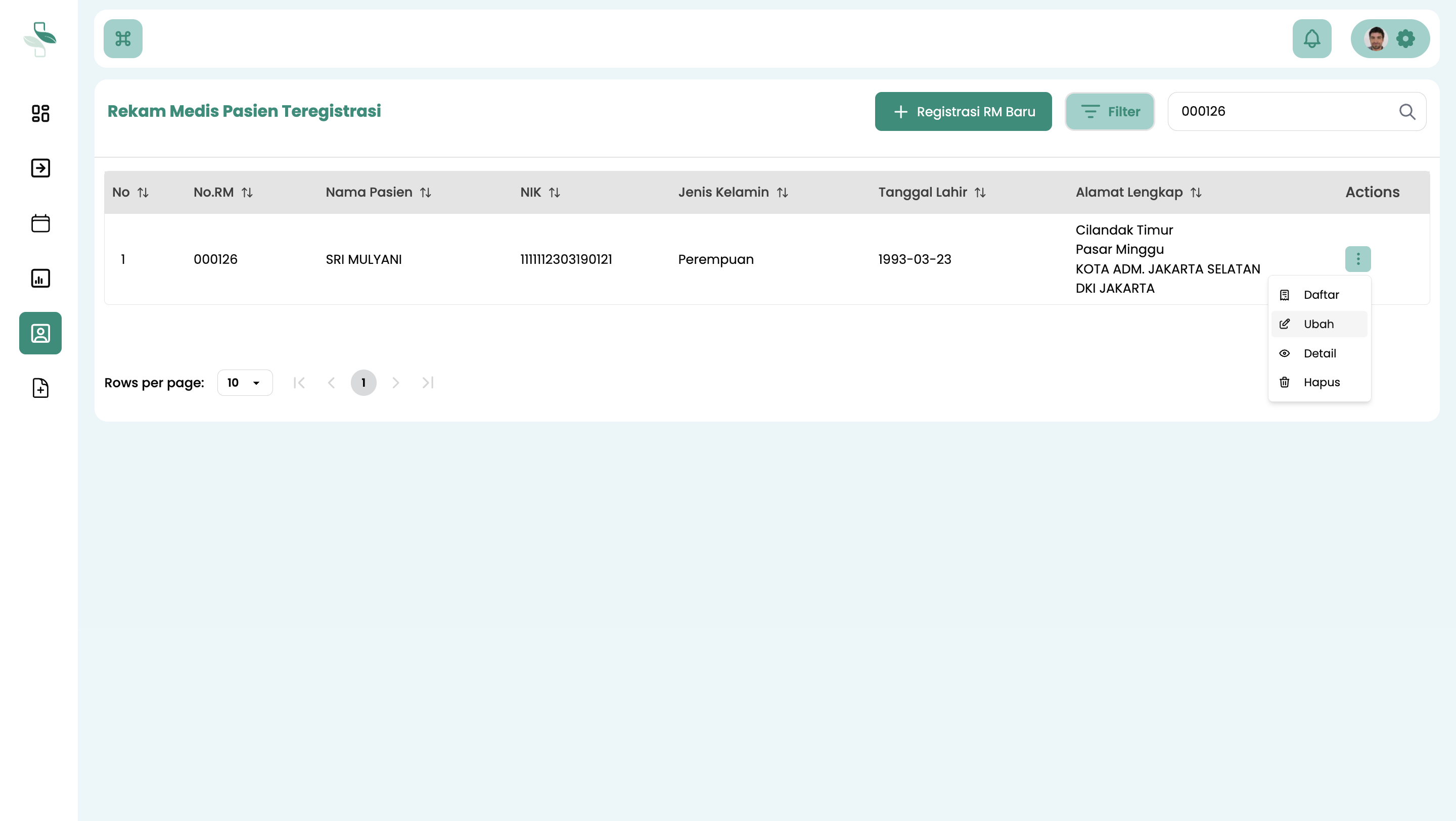 Ketuk Tombol Ubah Data Pasien