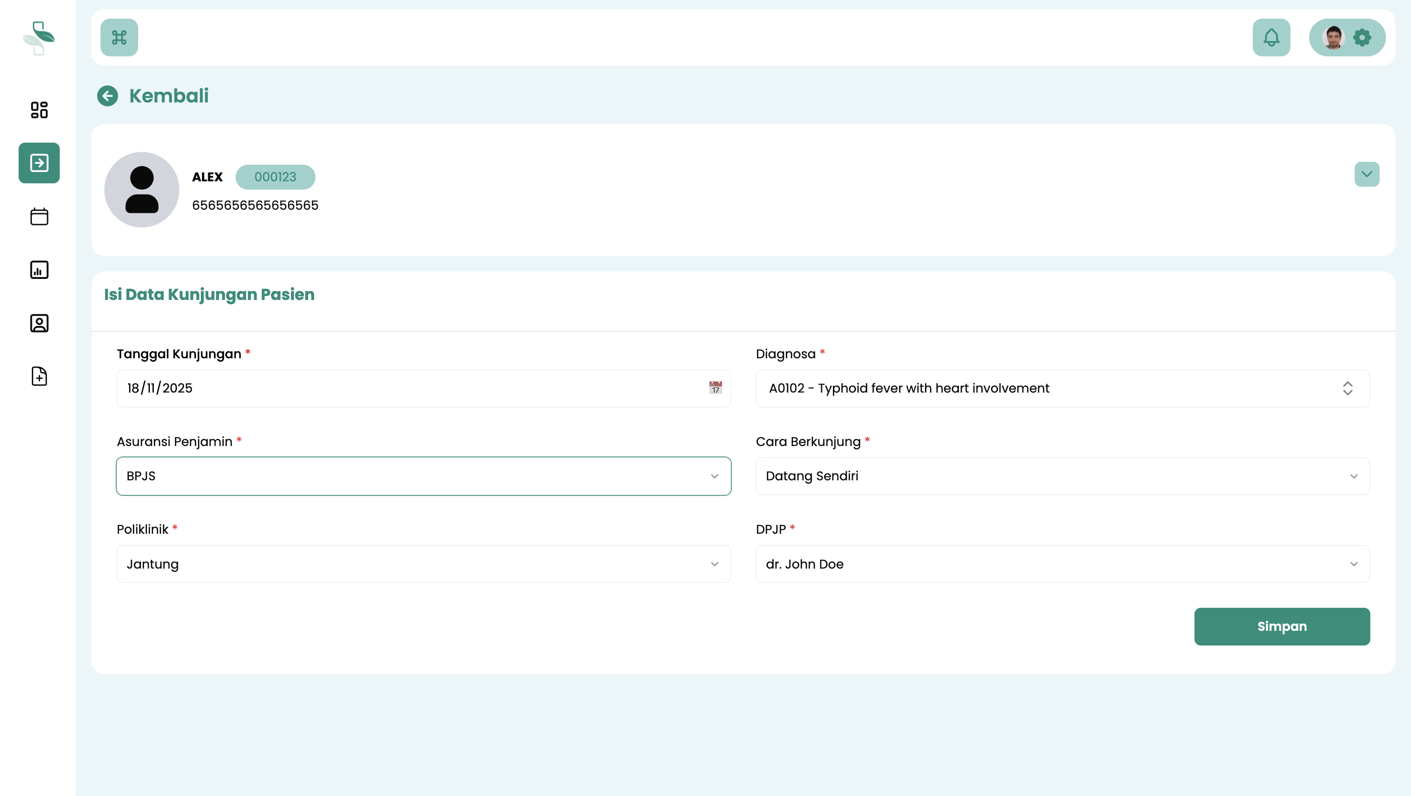 Lengkapi Data Kunjungan Pasien