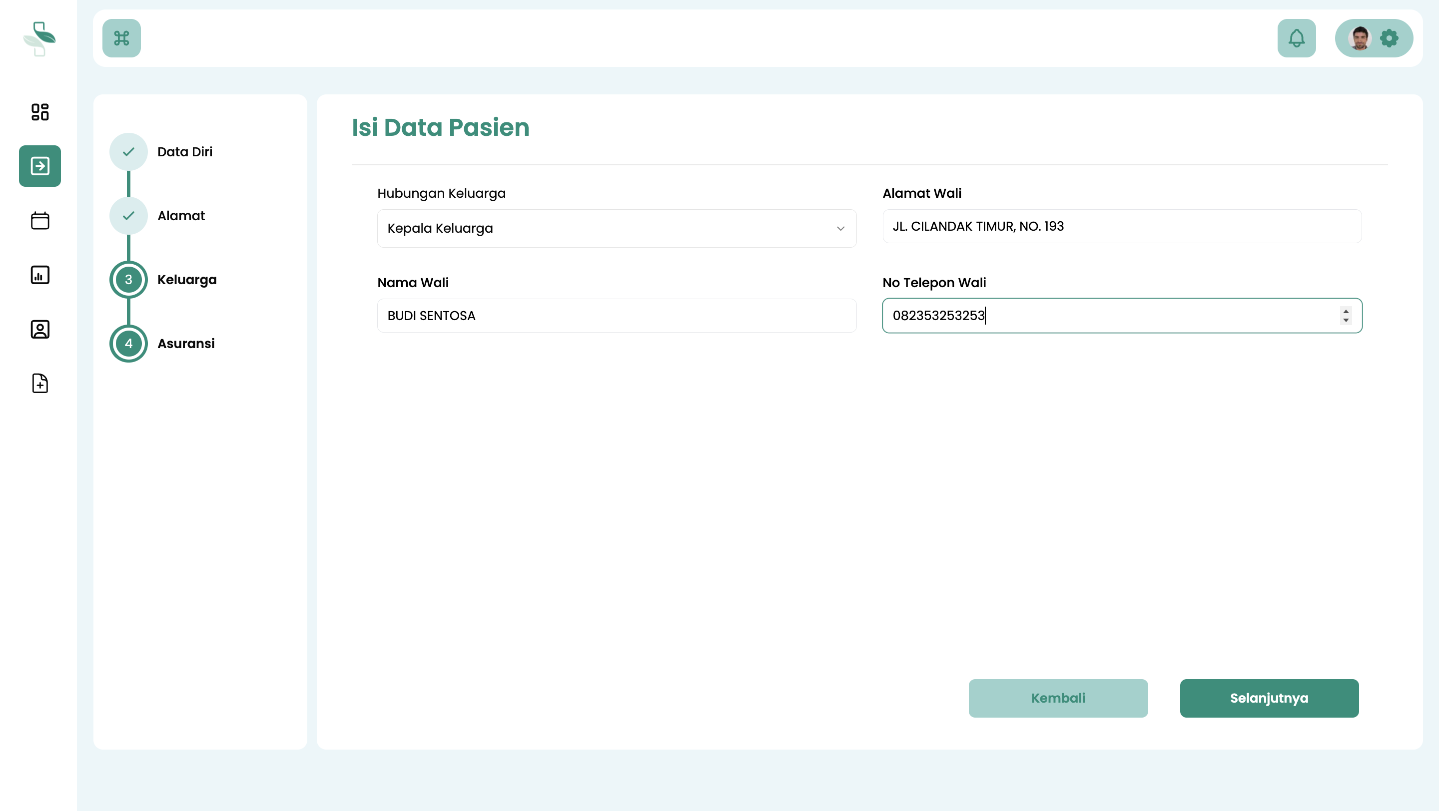 Isi Data Penanggung Jawab Pasien